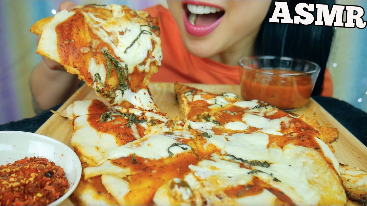 ASMR HOMEMADE TWO LAYER CHEESY PEPPERONI PIZZA (EATING SOUNDS) NO TALKING | SAS-ASMR