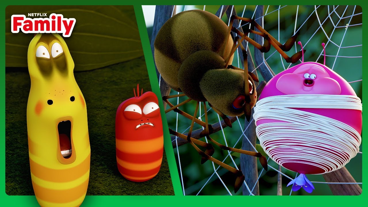 Red & Yellow's Sticky Spider BATTLE 🐛🕸️ Larva Family | Netflix Family