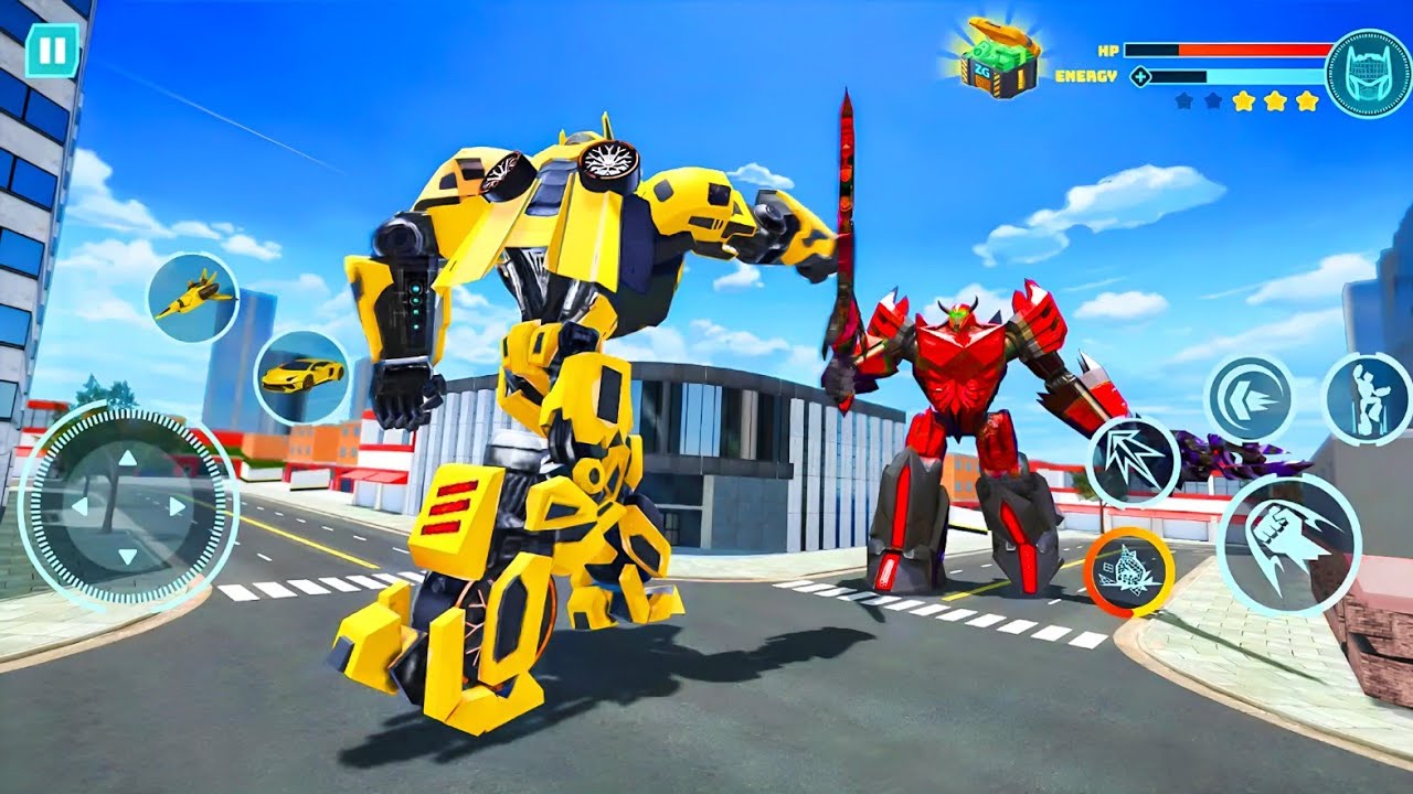 Flying Jet Car Transformation Robot Game 2026 Robot Fight in City - Android Gameplay