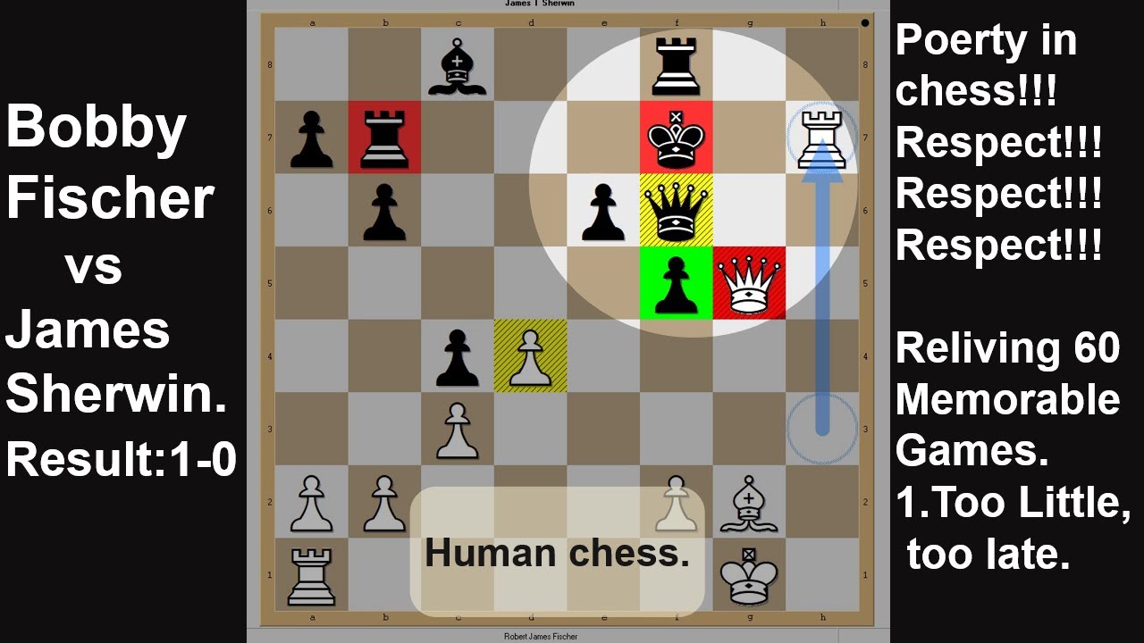Bobby Fischer vs James Sherwin.  Poetry in chess!!! Respect to legends!! #Fischer#BobbyFischer
