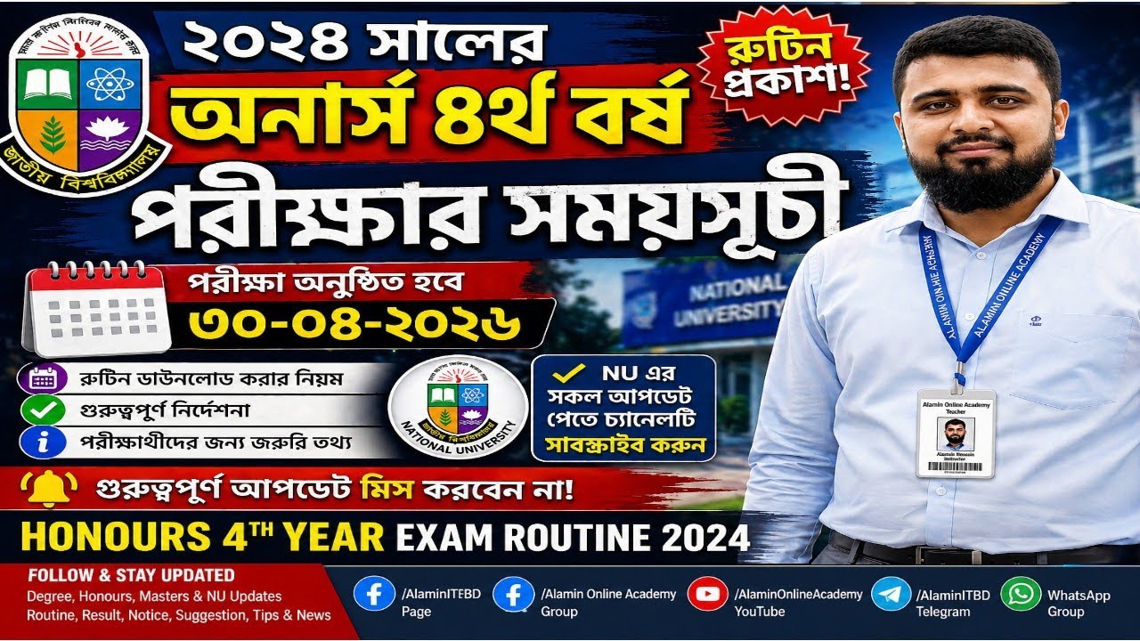 Honours 4th Year Exam Routine 2026 | NU Routine Update | Honours 4th Year Exam Schedule 2026