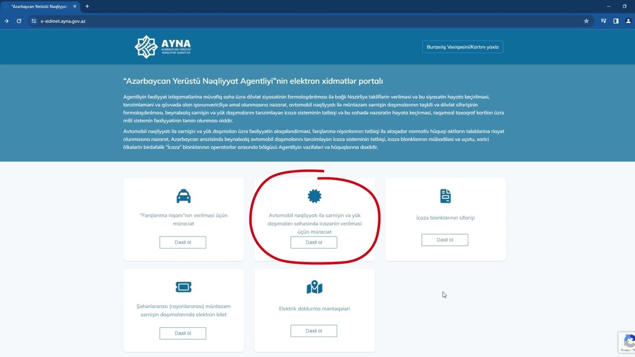 Taksi fəaliyyəti &uuml;&ccedil;&uuml;n buraxılış vəsiqəsi və buraxılış kartının verilməsi ilə bağlı video təlimat