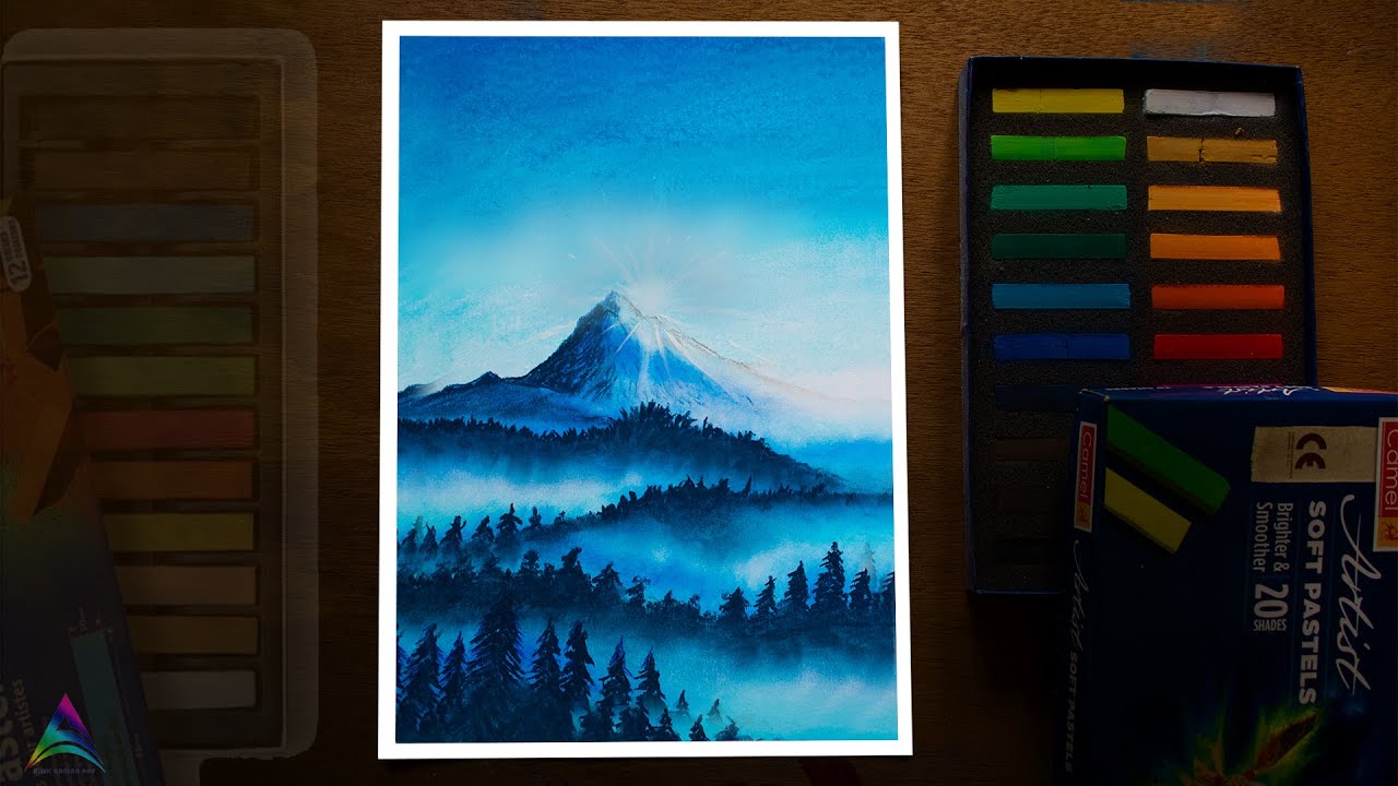 just unbelievable painting / how to draw a mountain landscape easy / how to draw with soft pastel