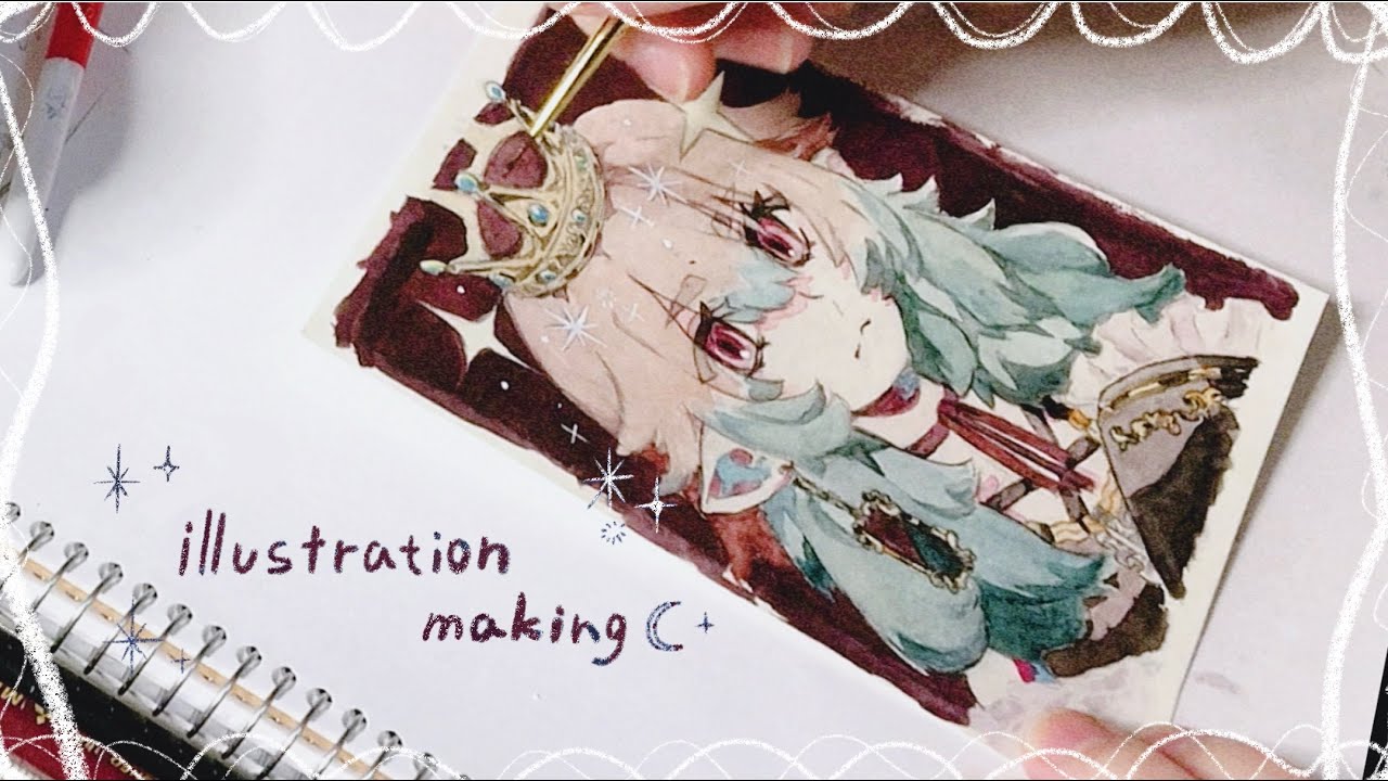 昔の絵画のように🌙/透明水彩アナログイラストメイキング