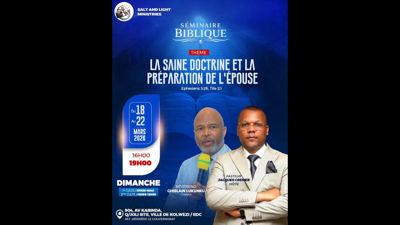 J-01│SÉMINAIRE BIBLIQUE  - LA SAINE DOCTRINE ET LA PRÉPARATION DE L ÉPOUSE |  Pst JACQUES CREMER