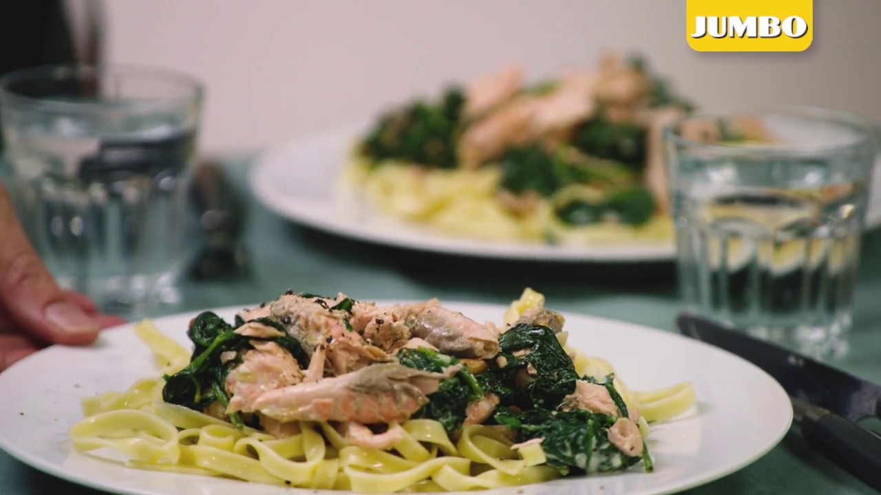 Romige spinazietagliatelle met zalm | Jumbo