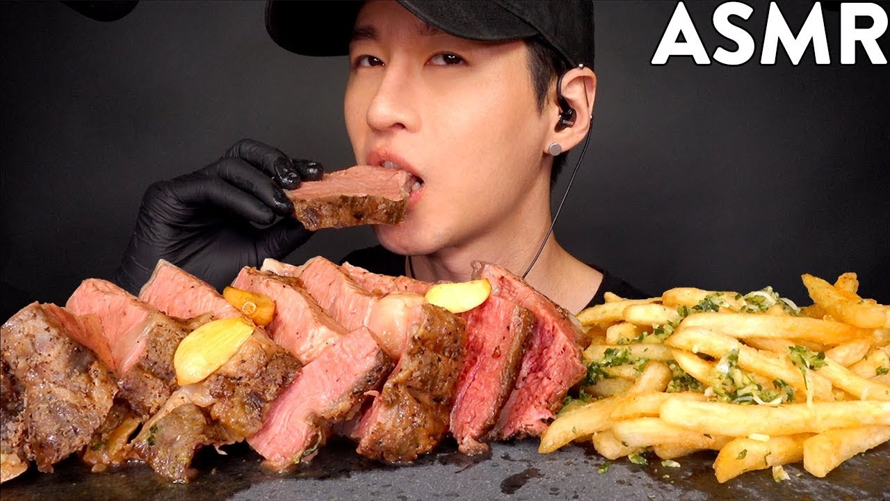 ASMR GARLIC ROASTED PRIME RIB & FRIES MUKBANG (No Talking) EATING SOUNDS | Zach Choi ASMR