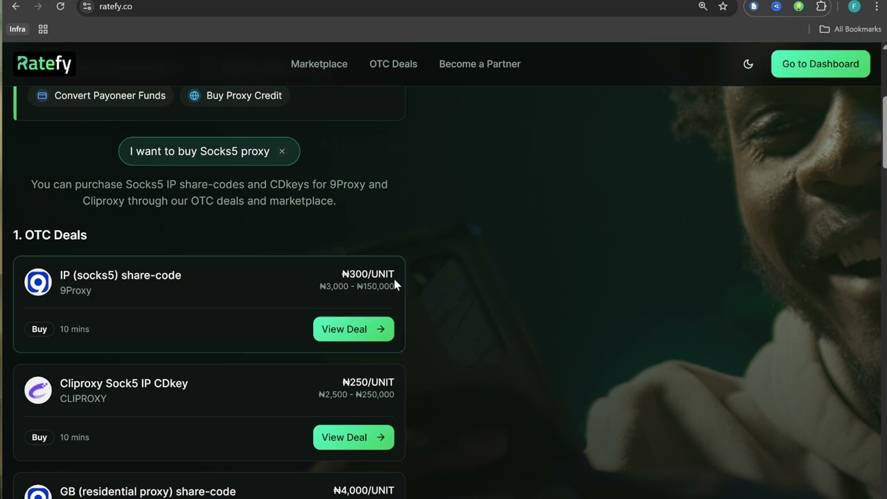 How to Buy Cheap Socks5 Proxy with Naira on Ratefy.co