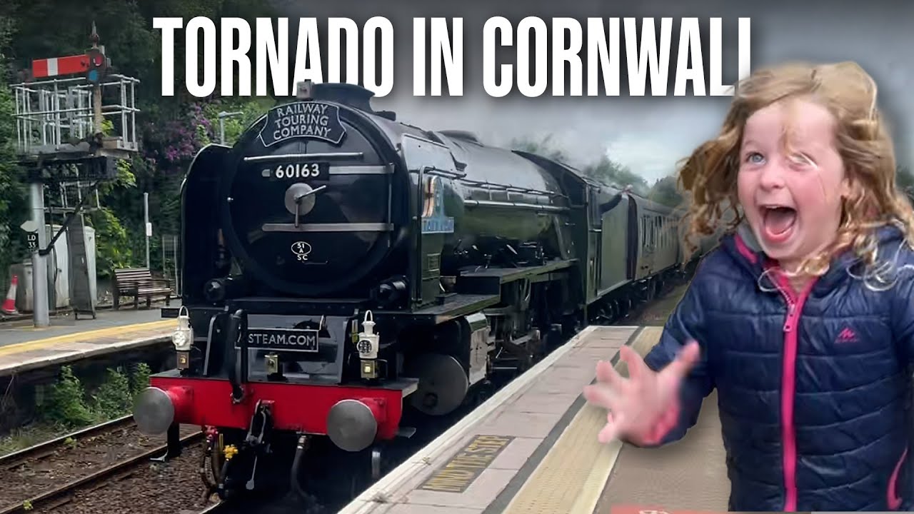 Chasing iconic steam train TORNADO through Cornwall to St Blazey turntable