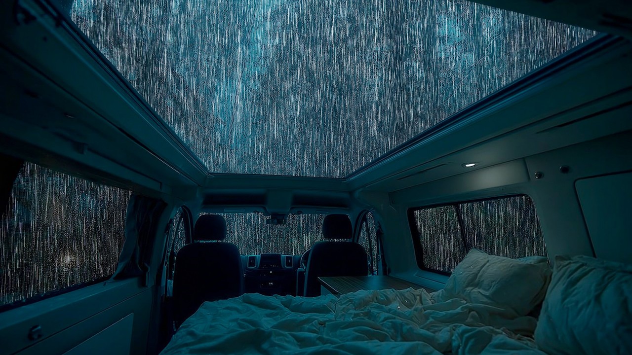 Ruido Blanco para Insomnio Crónico 😴 Lluvia fuerte y truenos relajantes sin música