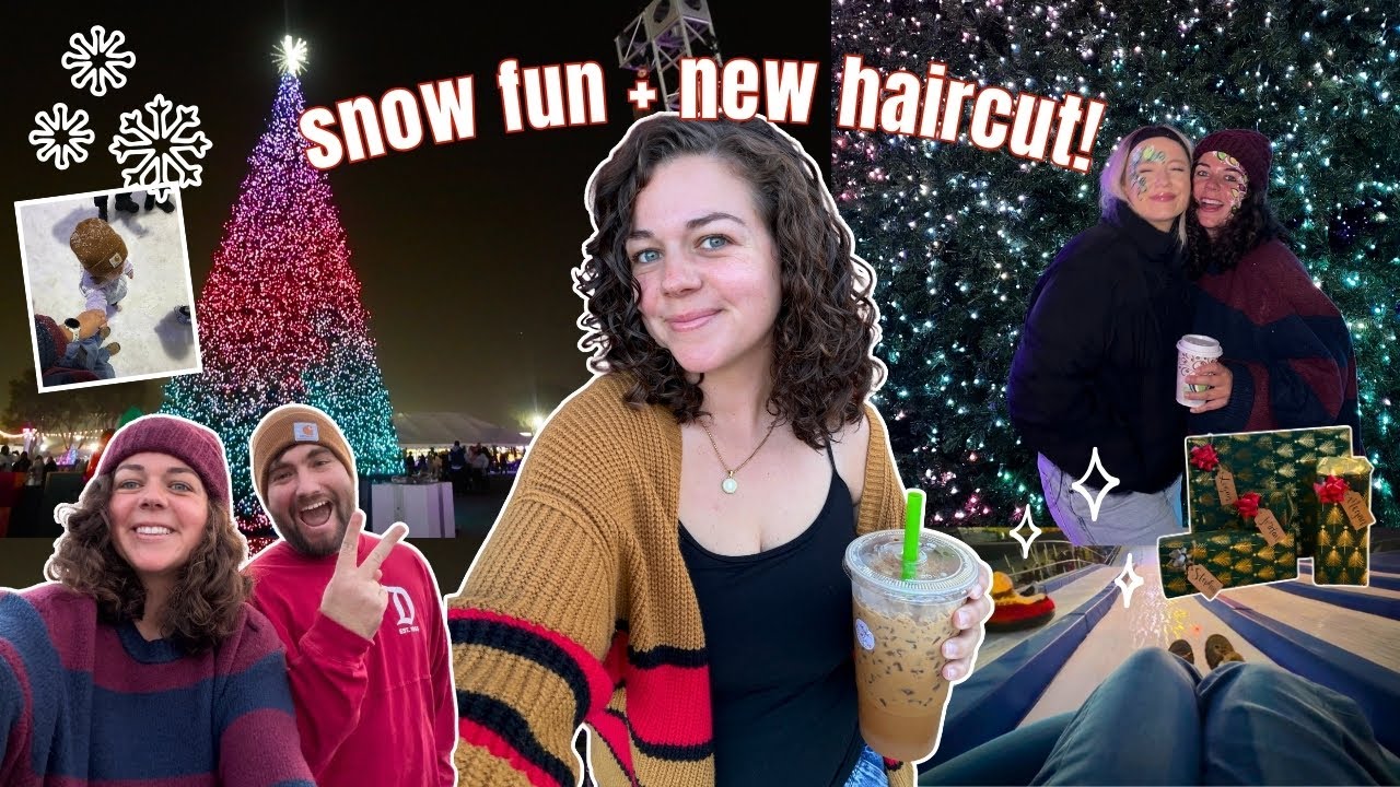 getting my hair cut, snow fun with Carrie, + unboxing Christmas gifts!