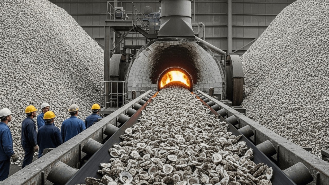 Inside an Oyster Shell Recycling Factory Turning Ocean Waste Into Million-Dollar Bricks