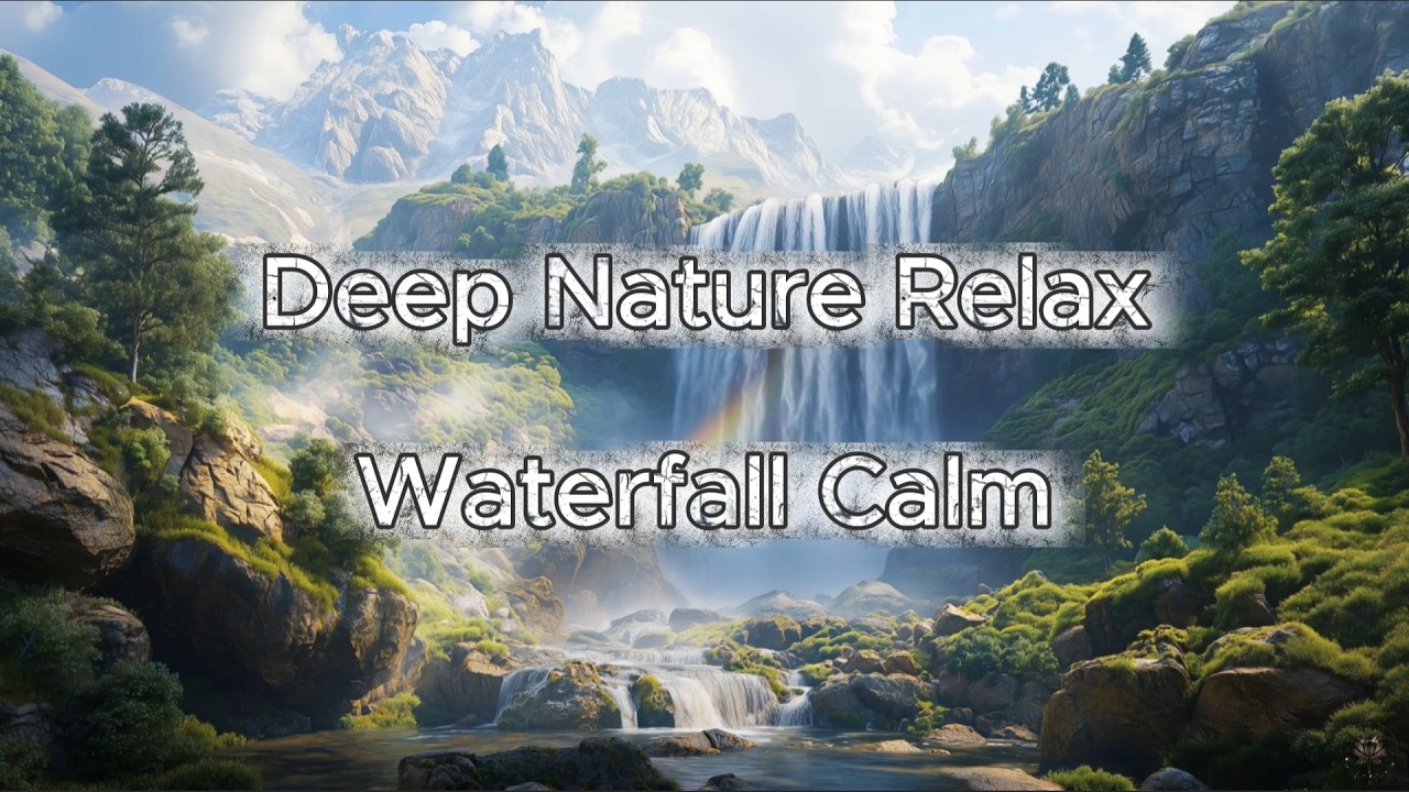 Epic Mountain Waterfall 🌈 River & Bird Sounds | Calm Relax Nature
