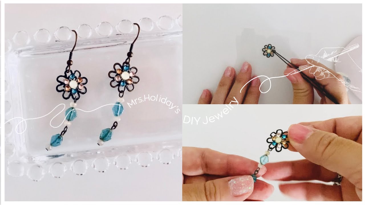 【紫外線接着剤】パーツとラインストーンでシンプル可愛い花ピアス｜まさるのdecoボンディって何？