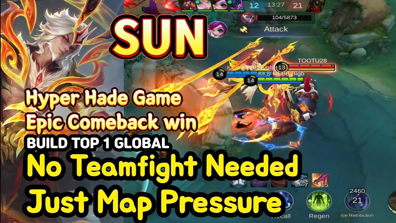 Sun (Mythical Glory): Hyper Map Play Epic Comeback | Very Hard Game Carry | BUILD TOP1 GLOBAL | MLBB