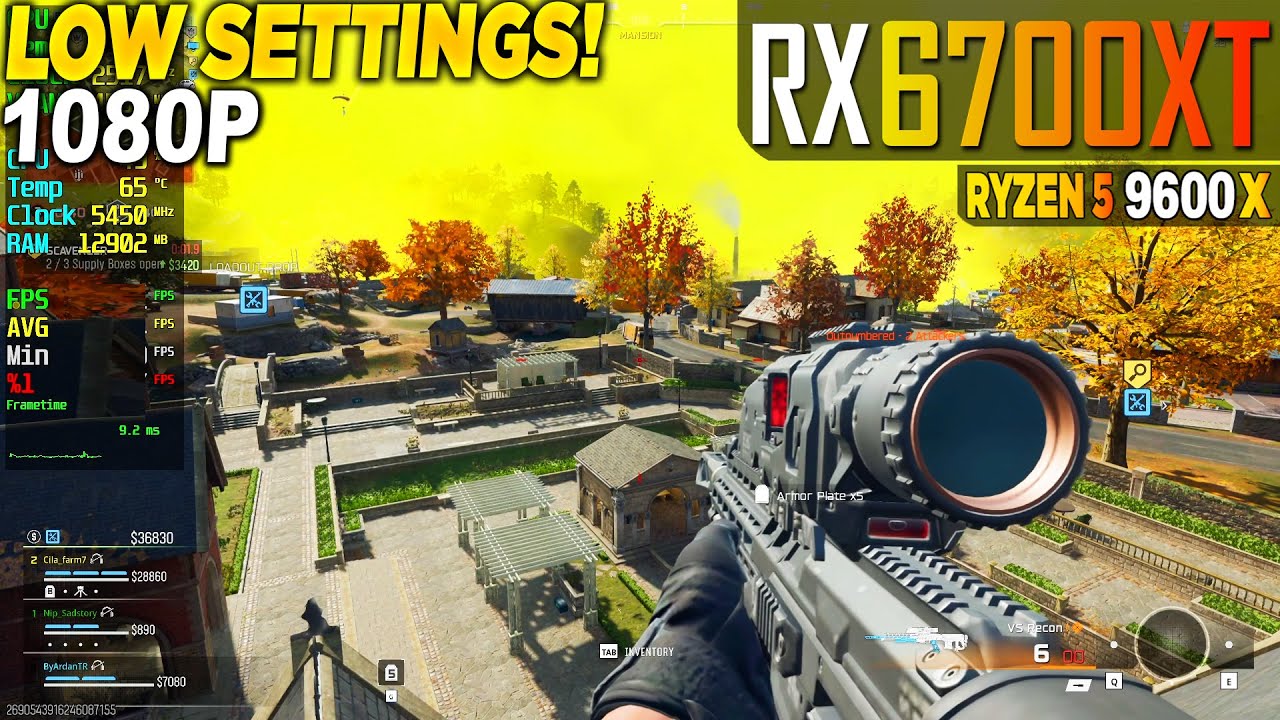 Warzone RX 6700 XT + Ryzen 5 9600x - 1080p Very Low,