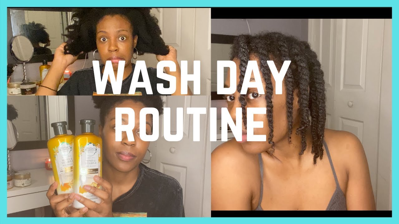 Natural TYPE 4 Hair WASH DAY ROUTINE using Herbal Essences Honey & Vitamin B Shampoo and Conditioner