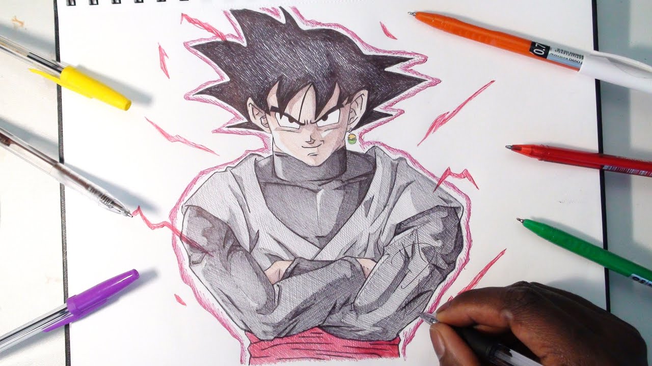 Goku Black Pen Drawing - Dragon Ball Super - DeMoose Art