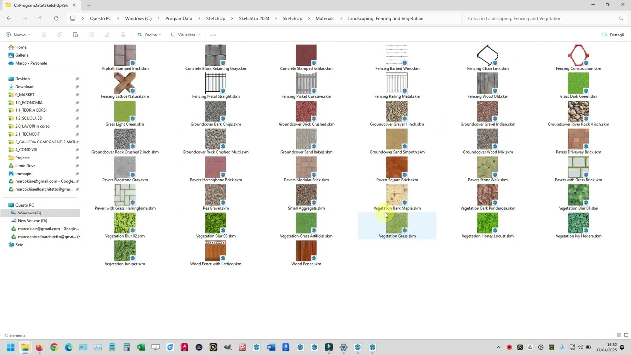Aggiungere i materiali di SketchUp 2024 in SketchUp 2025