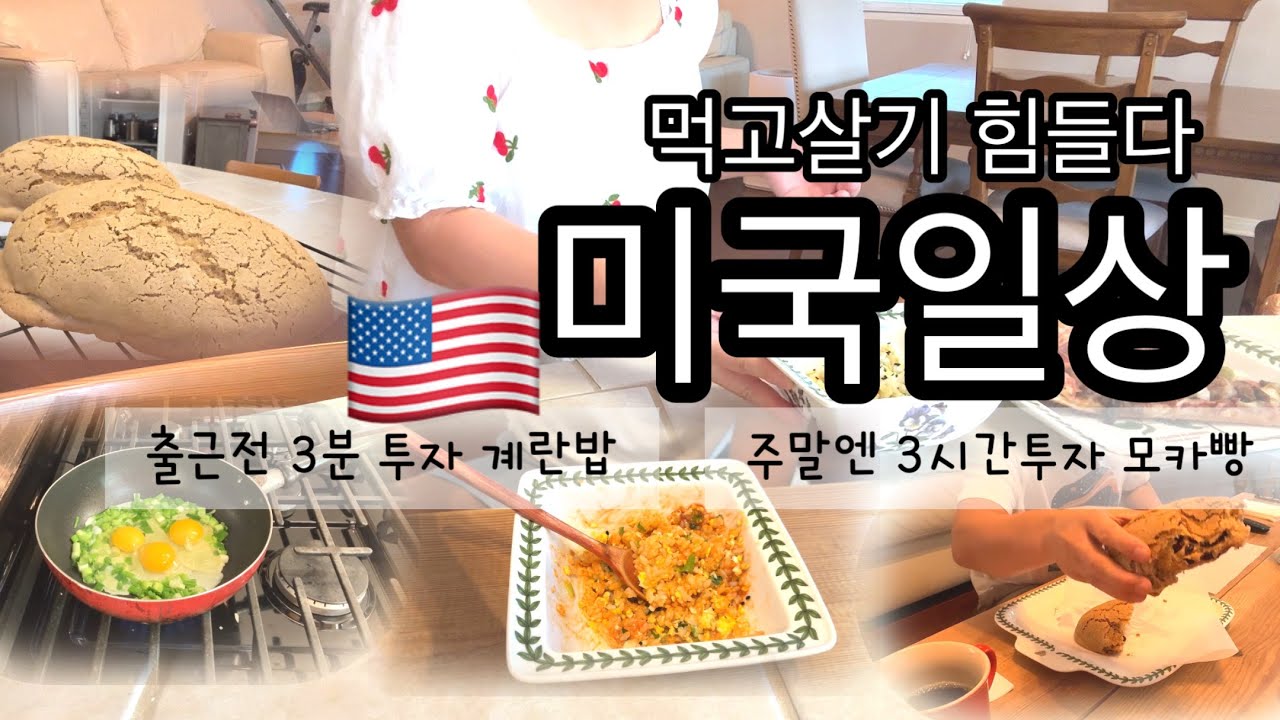 🇺🇸 먹고 살기 힘든 미국일상 | 출근 전 3분 계란밥, 주말 3시간 모카빵