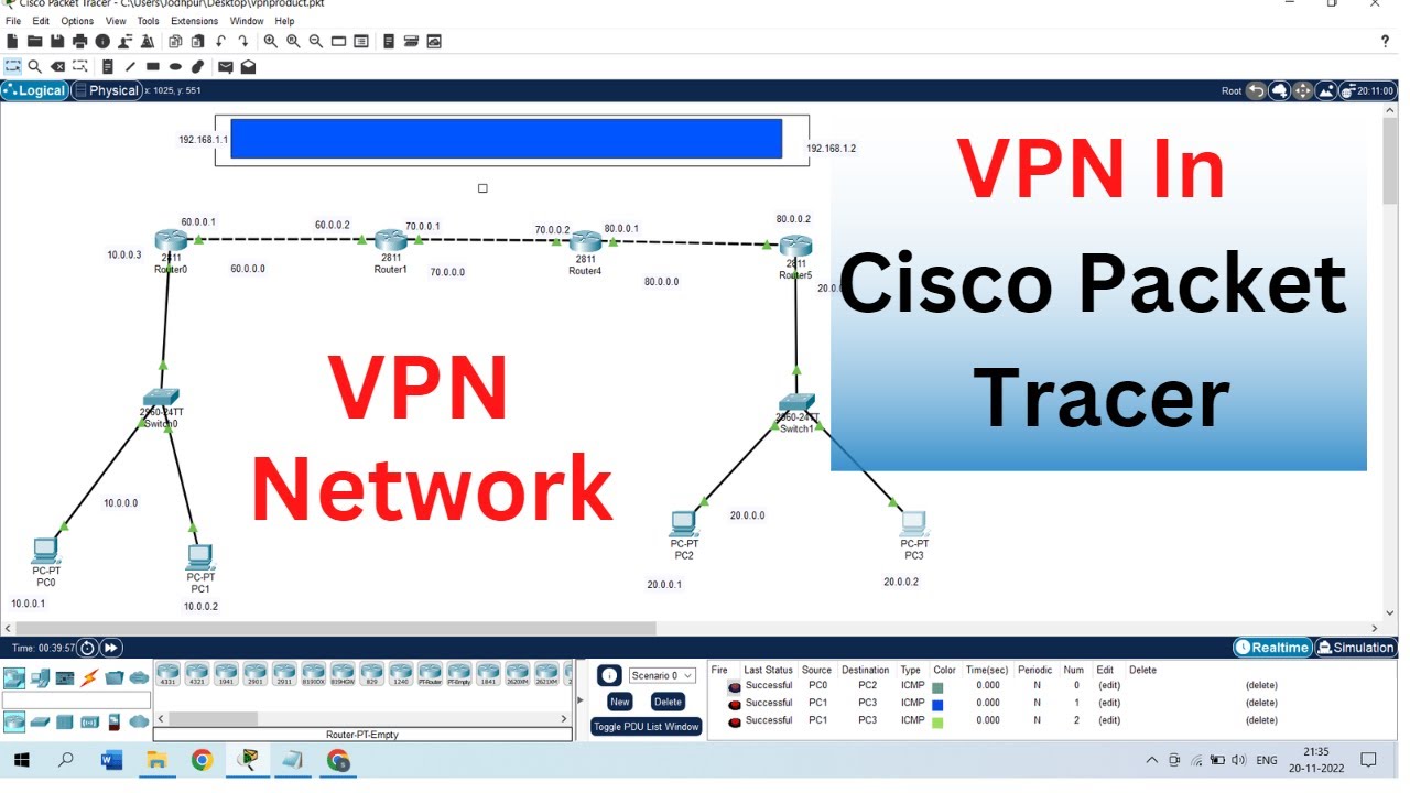 VPN In Cisco Packet Tracer | VPN Configuration In Hindi.