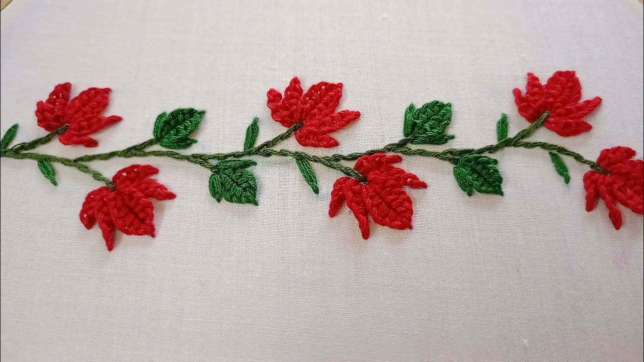 Unique borderline hand embroidery design | hand embroidery design for beginners