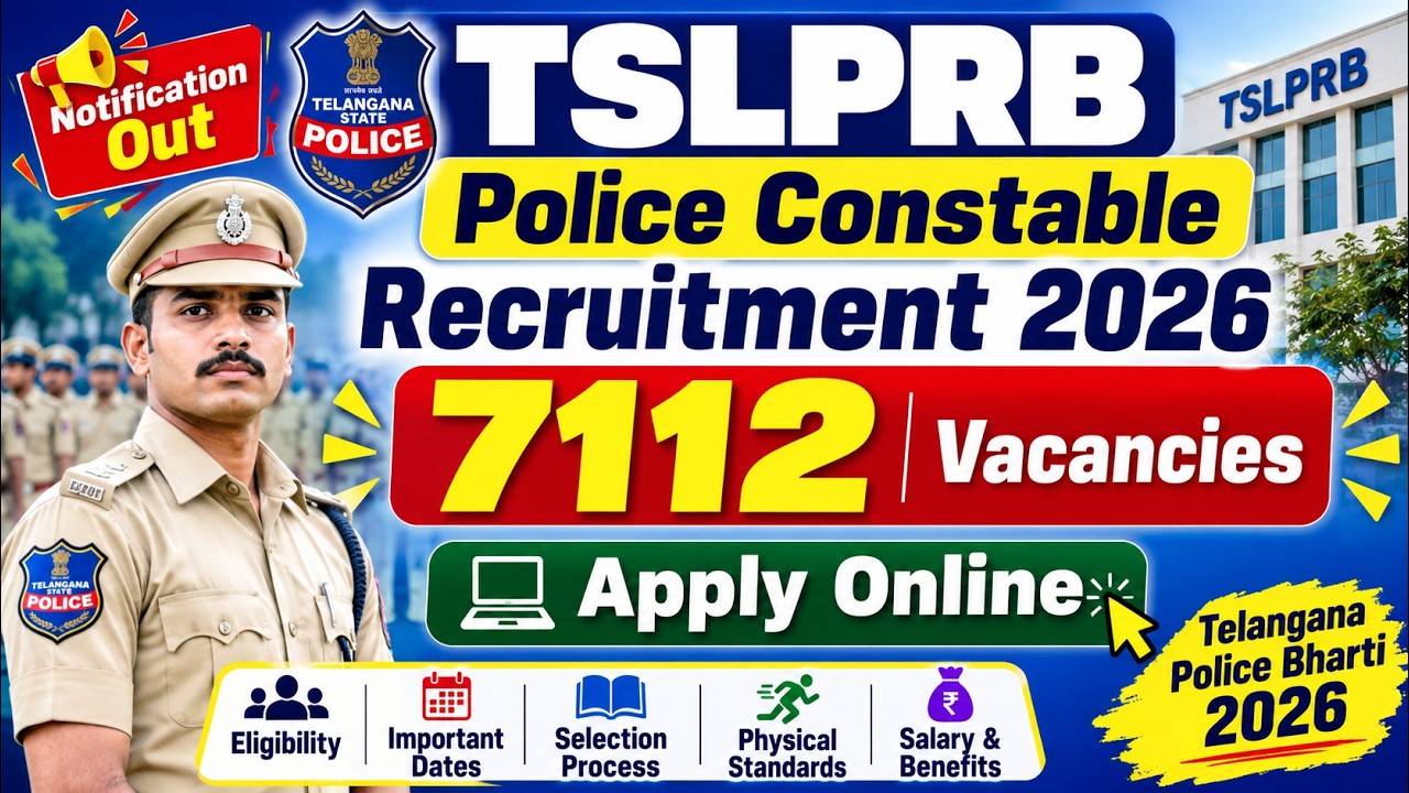 TSLPRB Police Constable Recruitment 2026 | 7437 Posts Notification | Apply Online Police Recruitm...