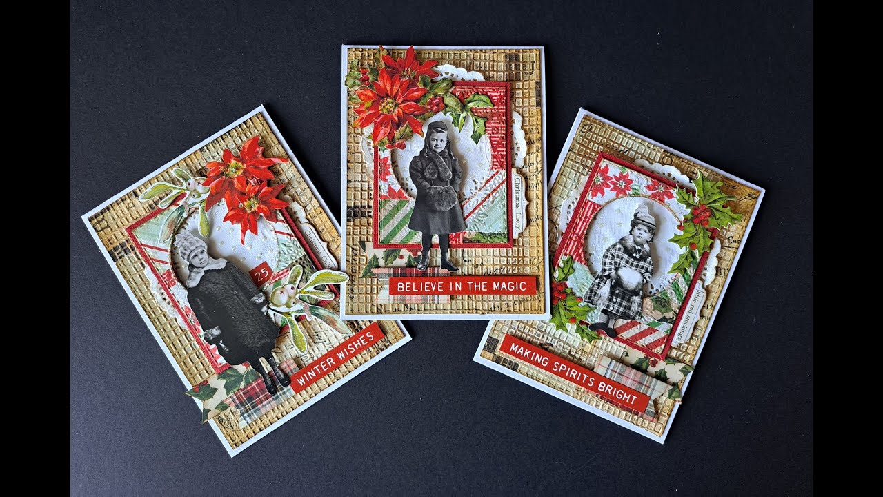 Vintage Christmas Cards using Tim Holtz Ideaology