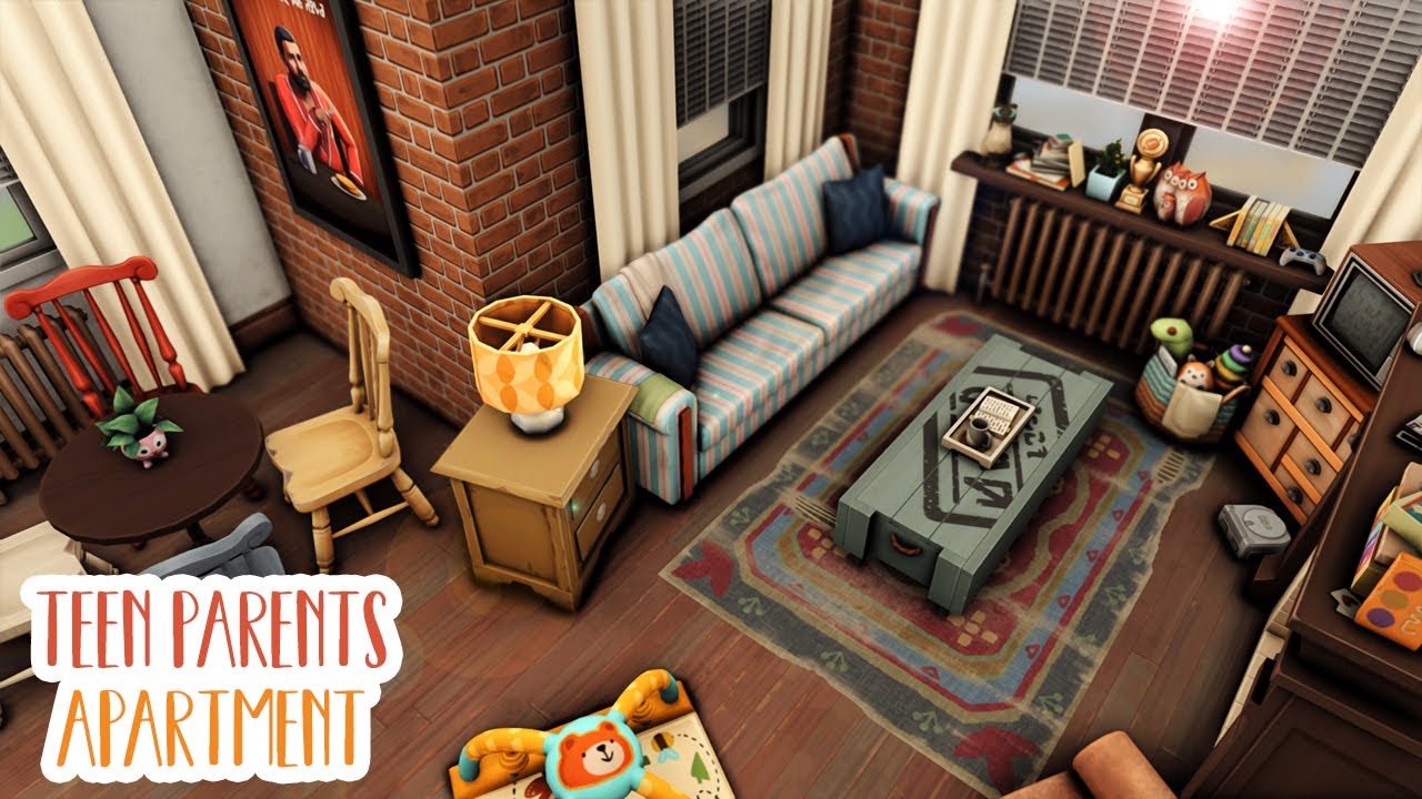 Teen Parents Apartment 🧸...(Sims 4 Speed Build)