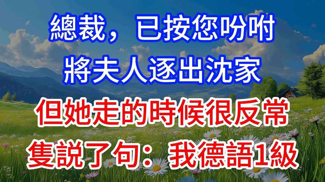 總裁，已按您吩咐將夫人逐出沈家，但她走的時候很反常，隻説了句：我德語1級