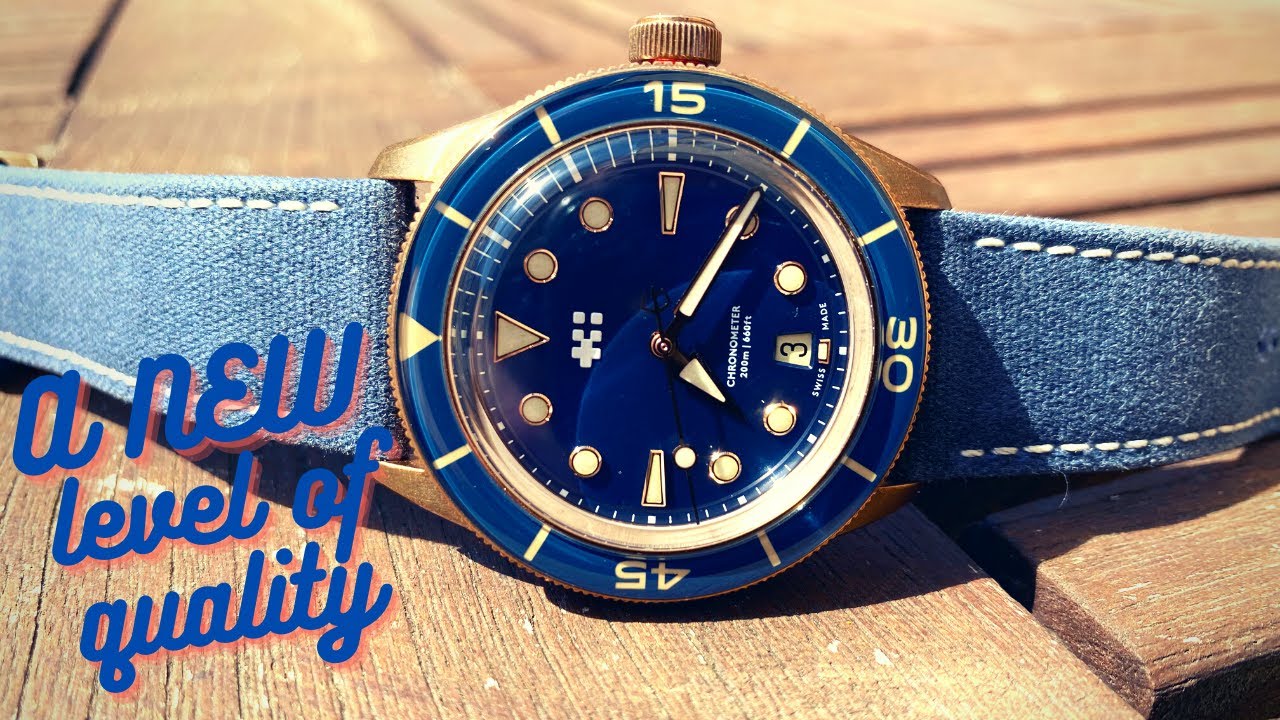 Quality Swiss-British Blue Bronze Diver | Christopher Ward Aquataine COSC