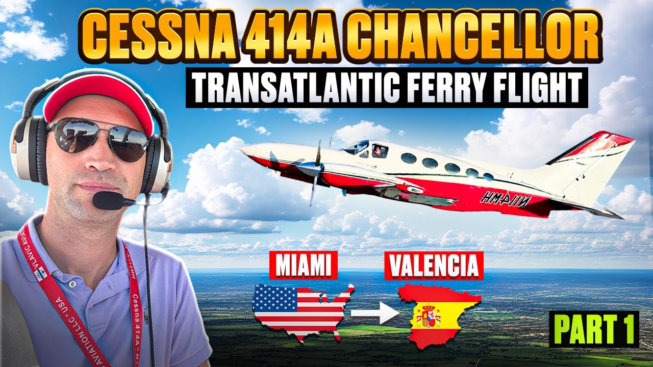 Майами — Валенсия на Cessna 414A ✈️ Начало трансатлантического перелёта! Грозы и лёд в мае 🌩❄️