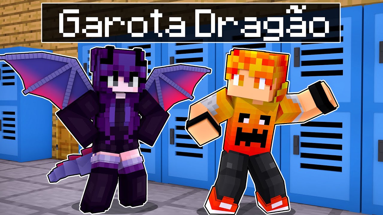 GAROTA DRAGÃO entrou na ESCOLA DE MONSTROS no Minecraft