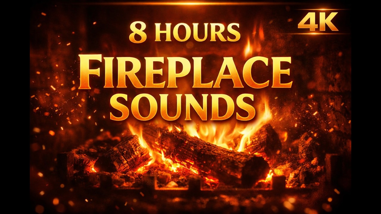 8 Hours Fireplace Sounds in 4K 🔥 | Crackling Fire for Deep Sleep, Relaxation & Cozy Ambience