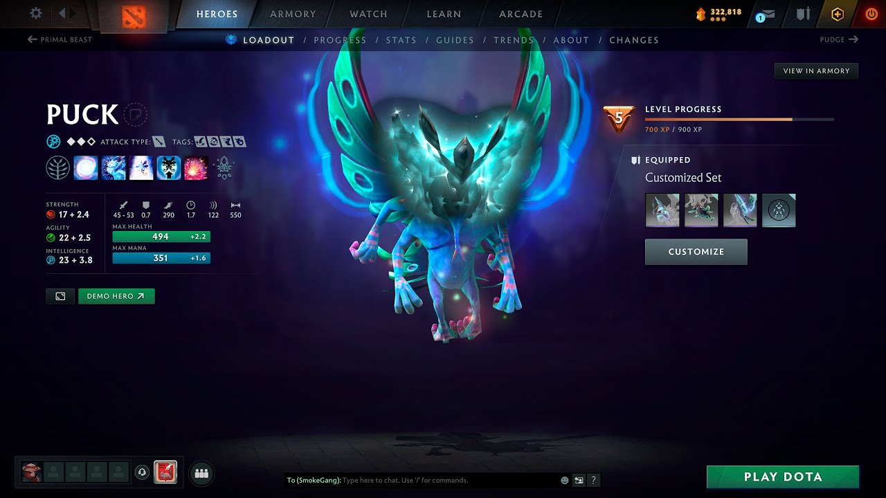 Puck - Unusual Crown of Curious Coldspell (Frostbloom) rarest Dota 2 skins 4K