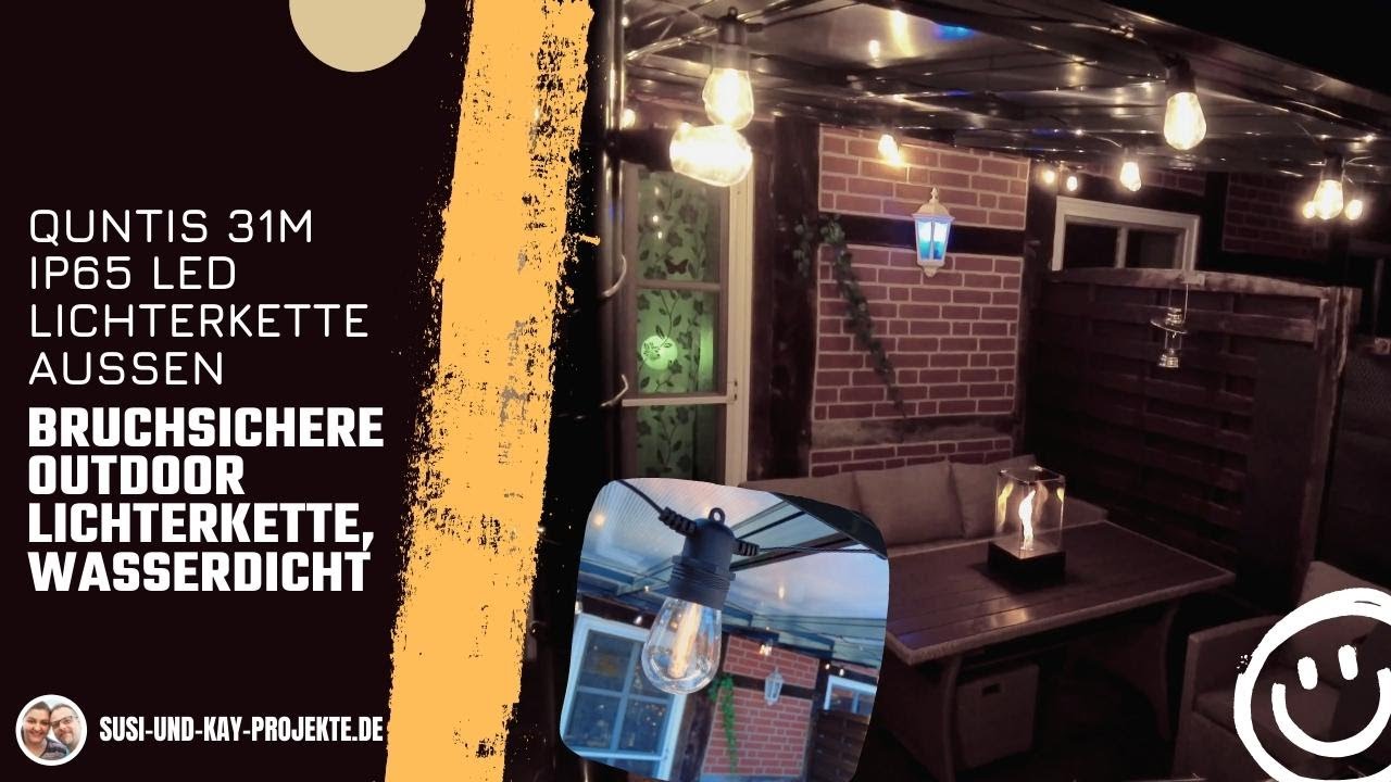 Quntis 31m IP65 LED Lichterkette Außen | Bruchsichere Outdoor Lichterkette, Wasserdicht