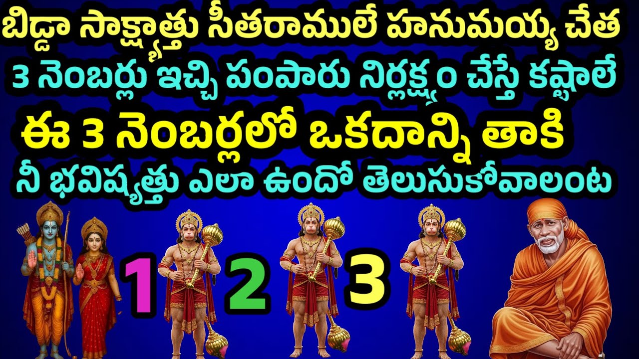 సీతారాములు నిన్ను సెలెక్ట్ చేసుకుని నీకోసం హనుమయ్య చేత 3 నెంబర్స్ పంపారంట ఒకదాన్ని తాకాలంట