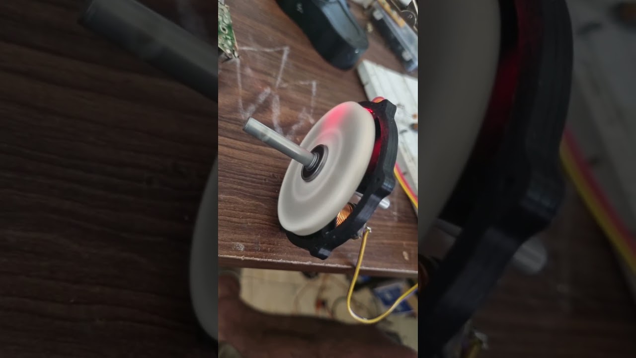 DIY brushless motor BLDC axial flux , but running on pulse motor type mode #diy #motor #bldc #drone