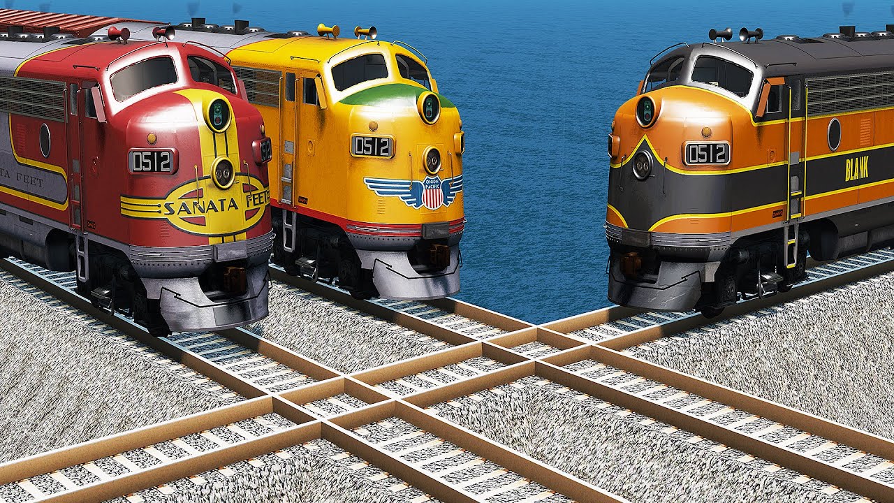 Two vs One Train Impossible Crossing - BeamNG.Drive