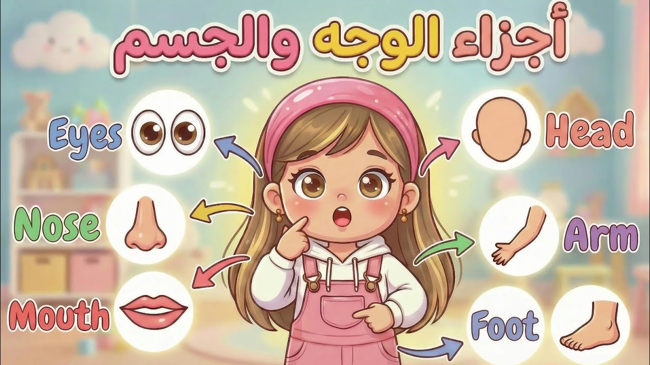 تعلم أجزاء الوجه والجسم مع منى مون #cartoon #learning #cute #muna_moon