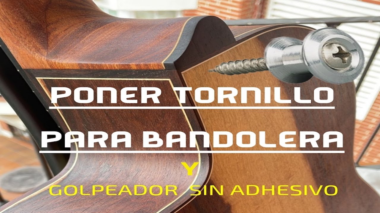 Poner Tornillo para bandolera y golpeador sin adhesivo en la guitarra