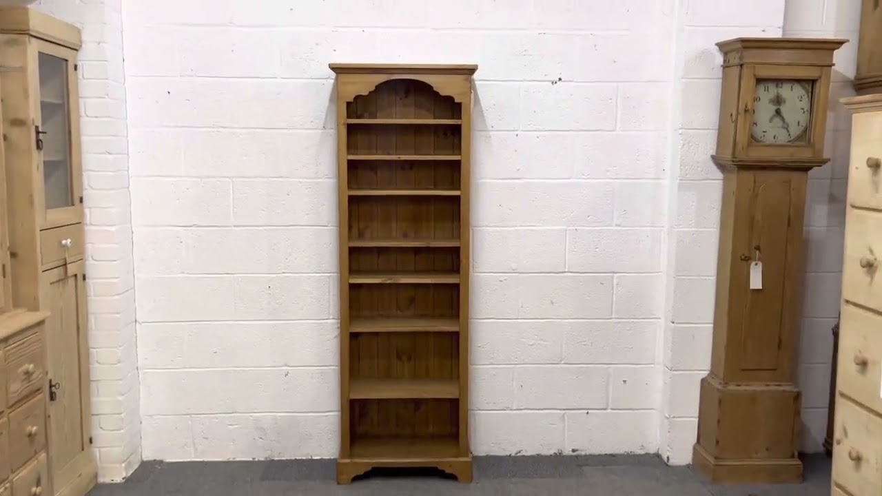 Tall Slim Pine Bookcase Adjustable Shelves (T3905B) @PinefindersCoUk