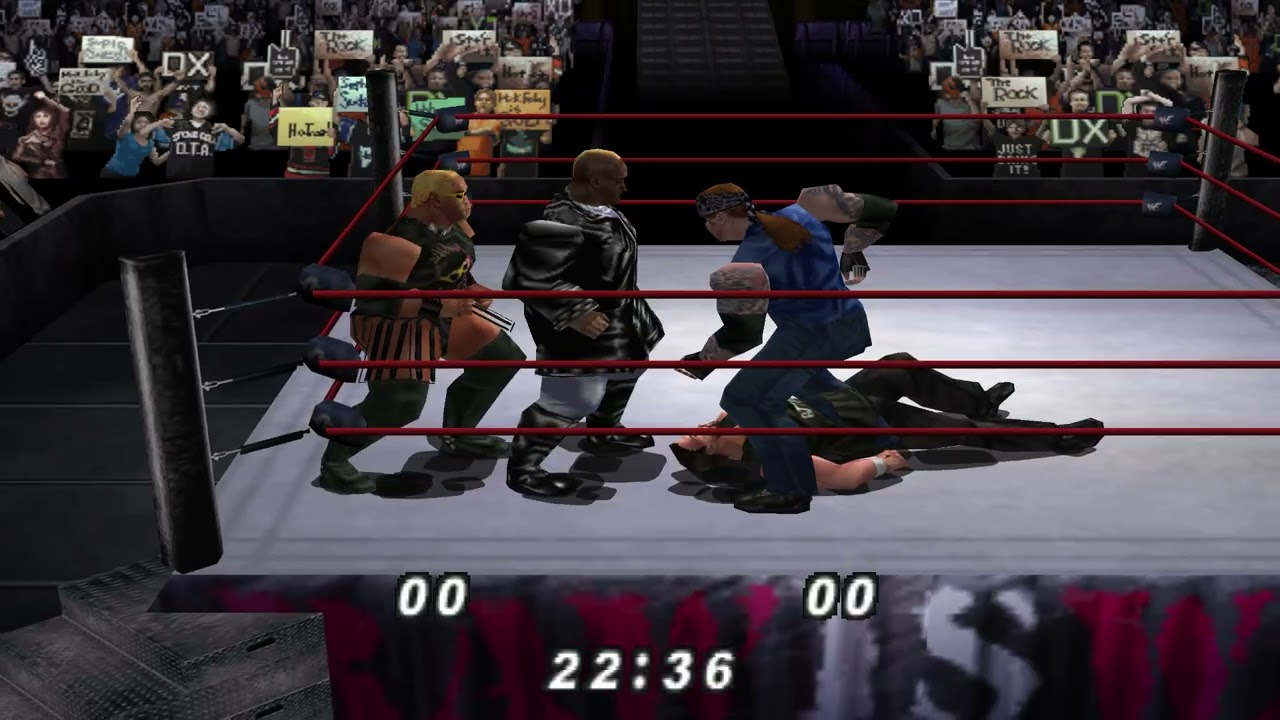 WWF No Mercy - Undertaker/Steve Blackman vs Viscera/Rikishi Tag Team Gameplay