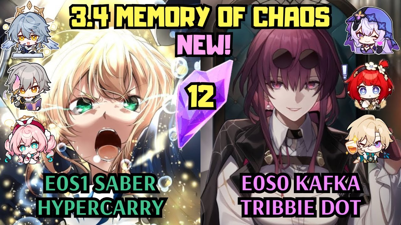 E0 Saber Hypercarry & E0 Kafka Tribbie DoT | 3.4 NEW Memory of Chaos 12 | Honkai Star Rail
