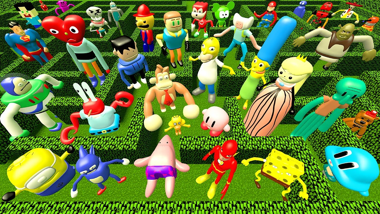 💚 ALL 3D SANIC CLONES MEMES SPARTAN KICKING | MINECRAFT MAZE in Garry's Mod!