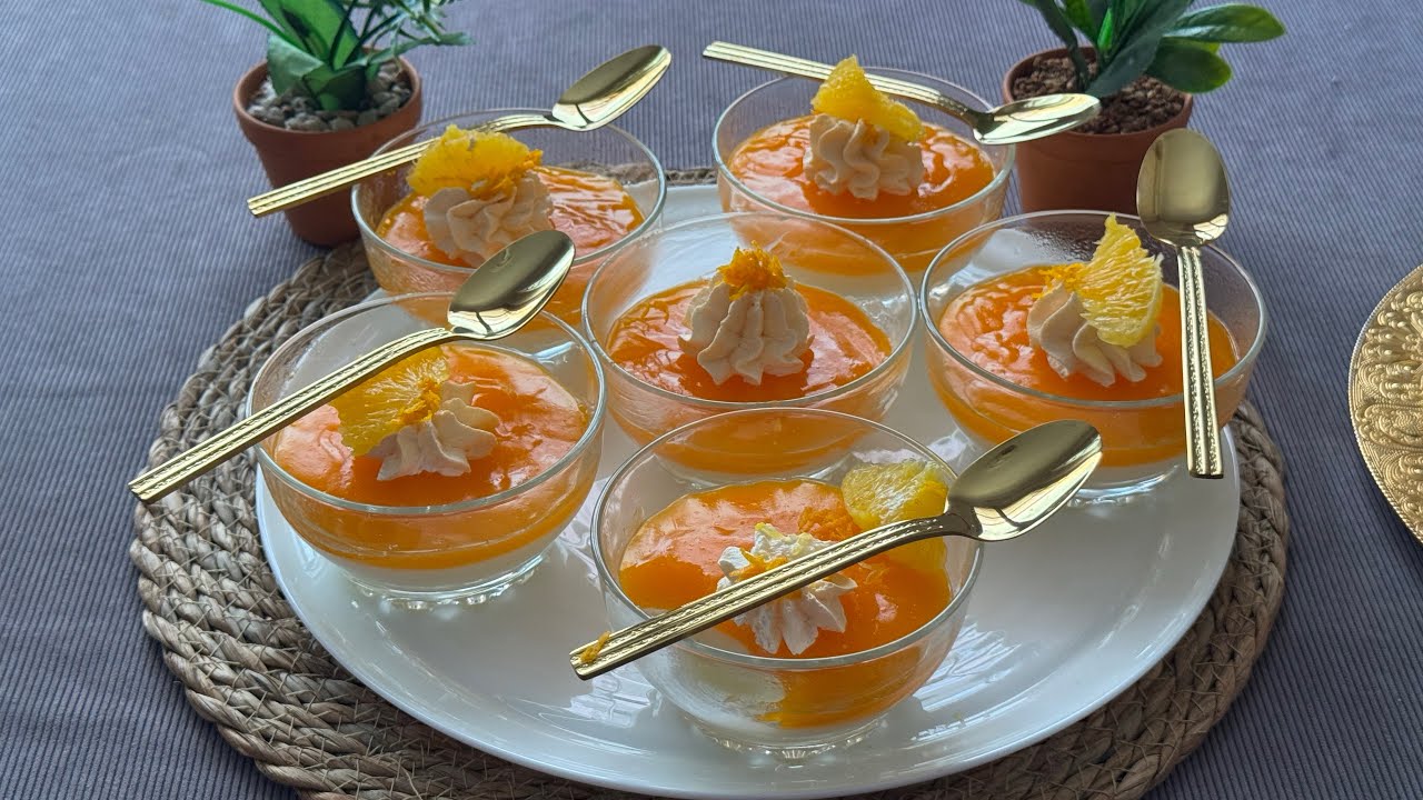 🍊 تحلية رمضانية بالبرتقال والفانيليا… نكهة تنعش الصيام وتدلّل الذوق