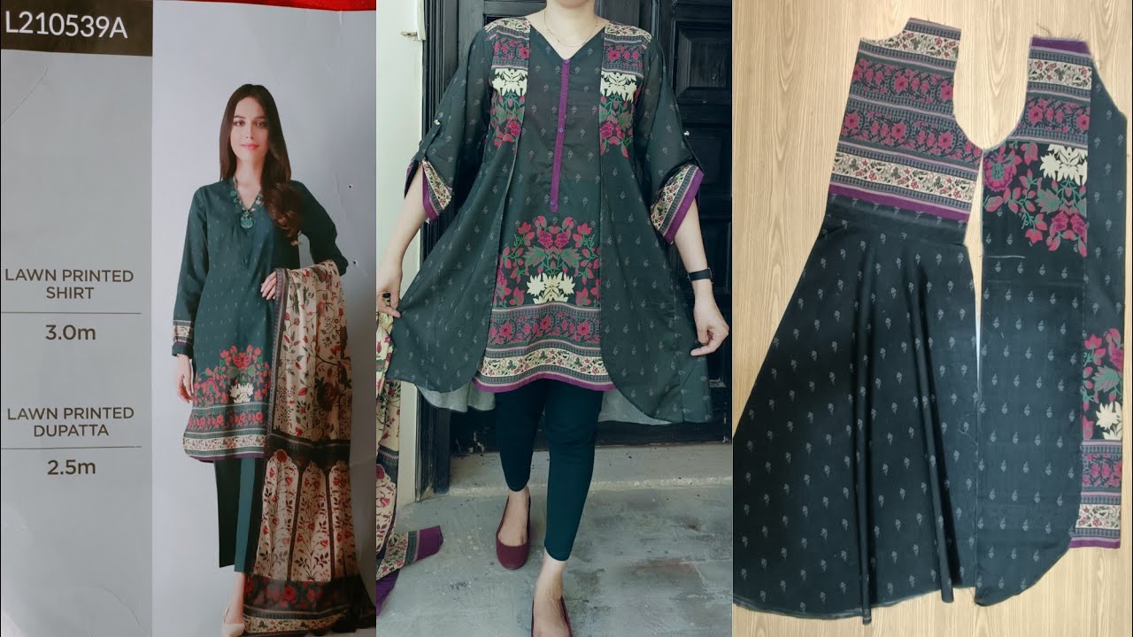 Double Open Umbrella High Low Kurti Dress Design In Just 3 Meters Fabric Very Easy Way