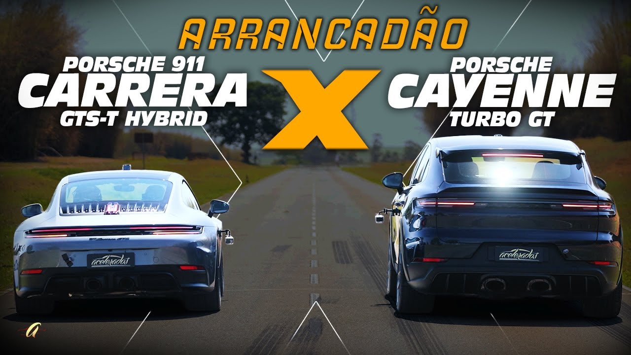 CAYENNE TURBO GT PEGA O 911 GTS NA ARRANCADA? SUV de 673 cv encara o irmão menor híbrido na pista!