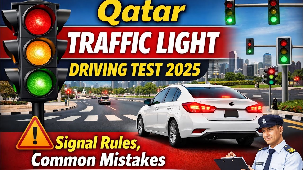 Qatar Traffic Light Driving Test 2025 | Signal Rules, Common Mistakes & Road Test Tips