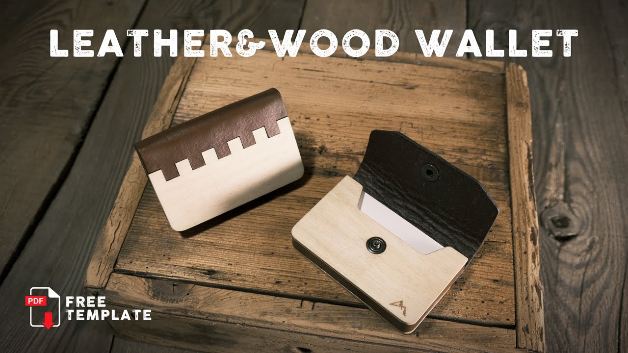 Making a WOOD and LEATHER WALLET with the AUFERO LASER MASTER 2 (LU2-10A) - free template || ASMR